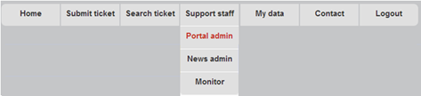 xGUS portal administration link in support staff menu